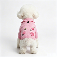 Pull à col roulé en tricot rose de haute qualité, fait main, pour animaux de compagnie, vêtements d'hiver