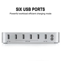 Station d'accueil USB universelle à 6 ports avec charge rapide QC3.0 pour ordinateur portable et montre connectée - Station de charge électronique portable 60W