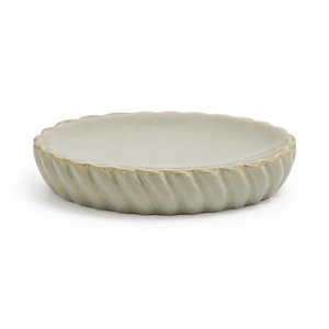 Juego de Baño de Cerámica con Diseño Espiral Acanalado de 5 Piezas en Esmalte Reactivo – Dispensador de Loción Alto, Jabonera, Vaso, Soporte para Escobilla de Inodoro - Product Image 4