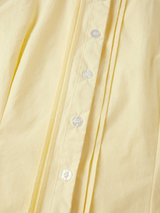 Chemise de travail élégante jaune pour femme, manches courtes, devant plissé, boutons décoratifs, coupe ajustée, chemisier en mousseline de soie pour le bureau - Product Image 4