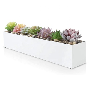 Rectangular Planter Pot, Planter Box for Table or Window Sill Planters Indoor, Rectangular Stainless Steel Long Planter