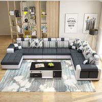 Meubles de maison modernes italiens, canapé d'angle en tissu en forme de U, 7 places, canapé sectionnel en forme de L