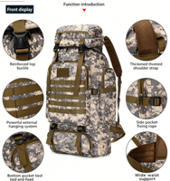 Sac à dos de randonnée haut de gamme, plusieurs styles en stock, personnalisable avec logo, pour entraînement et chasse, sac à dos tactique unique