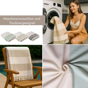 Sun Lounger <strong>Cover</strong> 200x70cm Hooded 100% Cotton Washable Beach <strong>Deck</strong> <strong>Chair</strong> <strong>Cover</strong> (Jade/Natural) - Product Image 5