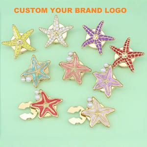 Copribottoni Rimovibili Vintage a Forma di Stella Marina con Cristalli e Perle, Accessori Decorativi per Camicie - Product Image 1