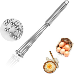Batteur à œufs manuel en acier inoxydable de 10 pouces, gadgets de cuisine avec fouet à boule, outils pour œufs - Product Image 1