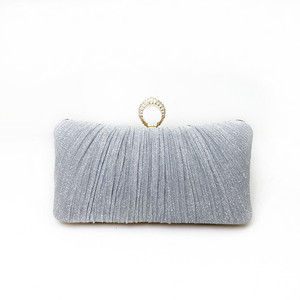 High Fashion Square Polyester Glitter Pleats <b>Clutch</b> Bag Socialite Party Send Rival Dinner Bridal Bag - Product Image 4