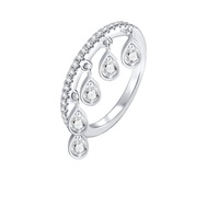 Bague Couronne Goutte d'Eau en Argent S925 et Moissanite avec Placage Or Blanc 18K, Design Minimaliste et Luxueux, Empilable, pour Femme, Alliance de Mariage