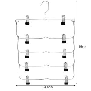LINDON Space-Saving 5 Tier Foldable Metal <strong>Hanger</strong> with Clips <strong>Multi</strong>-Layer Closet Storage for Pants, Skirts, Jeans, Towels - Product Image 4