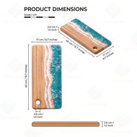 Planche à découper en bois de camphre, plateau de service en époxy 3D motif vague océanique, pour fromage, fruits, snacks, décoration d'intérieur, cadeau, compatible lave-vaisselle