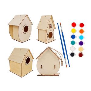 Commercio all'ingrosso della fabbrica dei bambini di legno della casa degli uccelli Set di Graffiti, decorazione esterna del giardino appeso in legno gabbia degli uccelli - Product Image 1