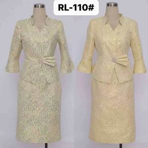 Vêtements de cérémonie grandes tailles en promotion, robe jaune et or, tailleur jupe pour femmes - Product Image 6