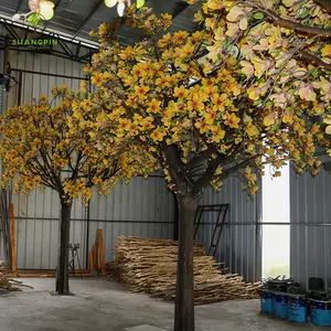 Individuelle handgemachte künstliche große 3,5 m 4 m gelbe gefälschte Magnolienbäume für Zuhause Indoor Outdoor Dekoration