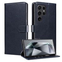 Étui de protection pour téléphone portable S26 Ultra en PU+TPU, design uni, avec support magnétique