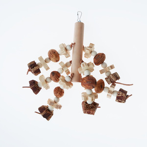 Đồ chơi nhai cho chim bằng gỗ thân thiện với môi trường, thiết kế độc đáo, có giá đỡ dây thừng, đồ dùng nhai cho thú cưng dành cho vẹt - Product Image 4