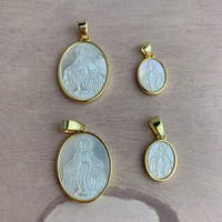 Médaillon en nacre Vierge Marie Notre-Dame de Guadalupe Pendentif catholique pour femmes Collier Fabrication de bijoux