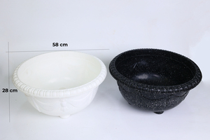 Pots de plantes ronds en plastique PP, décoratifs, à bord festonné, design noir étoilé, fournisseur direct d'usine, taille moyenne - Product Image 5
