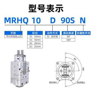 กระบอกสูบแบบหมุนสองทาง SMC รุ่น MRHQ10D/16D-90S/180S-N/MRHQ20D/25D-180S-N ใหม่ สำหรับอุตสาหกรรมการเกษตร พร้อมซีลลูกสูบ - Product Image 1