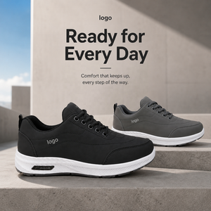 2026 Logo Personalizado Zapatillas Deportivas Hombre Cuero PU Impermeable Cordones <span class=keywords><strong>Plataforma</strong></span> Acolchadas Cómodas Deporte Diario - Product Image 4
