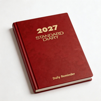 Carnet A5 standard 2027 en cuir PU rigide, 100 feuilles, impression feuille d'or, logo personnalisé, agenda quotidien professionnel