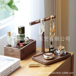 Estante de almacenamiento de joyas de madera maciza de estilo retro, estante para la entrada, soporte para llaves, gafas y relojes - Product Image 2