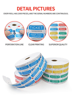 Papier thermique de haute qualité pour billets de loterie, avec revêtement supérieur, numérotation à double brouillon, rouleau de billets de tombola