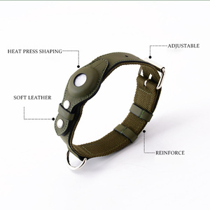 Wholesale Luxury <strong>Dog</strong> Collar with Airtag Cover Customizable Soft PU Pet <strong>Leash</strong> Medium <strong>Large</strong> <strong>Dogs</strong> Solid Pattern Training <strong>Dog</strong> Collar - Product Image 3
