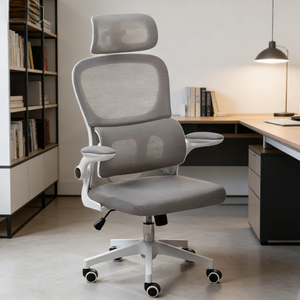 <span class=keywords><strong>Chaise</strong></span> ergonomique en maille gris clair avec protection du cou et accoudoirs réglables, <span class=keywords><strong>chaise</strong></span> d'ordinateur confortable pour le <span class=keywords><strong>bureau</strong></span> à domicile - Product Image 2