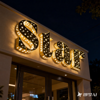 Enseigne de Luxe Premium en Lettres Dorées Lumineuses, Enseigne de Façade en Acrylique Frontlit, Enseigne LED Personnalisée pour Nom de Restaurant et Logo