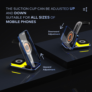 Support de téléphone réglable magnétique 3 en 1 Station de charge <span class=keywords><strong>sans</strong></span> <span class=keywords><strong>fil</strong></span> avec lumière nocturne pour iPhone iWatch AirPods Tous les téléphones compatibles - Product Image 2