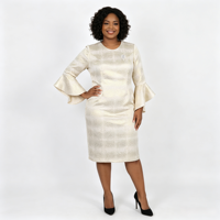 Robe de luxe élégante pour femme américaine grande taille, idéale pour les affaires et l'église, en brocart – Nouvelle collection en promotion