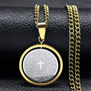 Collar Religioso de Acero Inoxidable 316L con Colgante de Oro de 14K/18K, Collar de Moda con Diseño Bíblico para Hombres y Mujeres - Product Image 3