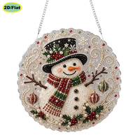 Lot de 2 kits de pendentifs acryliques DIY de Noël avec peinture diamantée 5D, motif attrape-soleil Bonhomme de neige et Sapin de Noël, ornements suspendus en strass