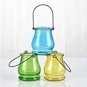 180ml frutta pera a forma di zucca vernice in <span class=keywords><strong>vetro</strong></span> colorato portacandele in cera barattolo con manico in metallo a cerchio oscillante per le vacanze - Product Image 5