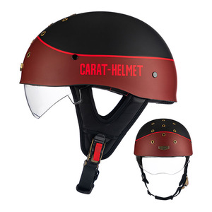 Casque demi-coque style rétro avec visière transparente anti-vent, plusieurs motifs imprimés et coque de couleur unie pour les motards urbains - Product Image 1