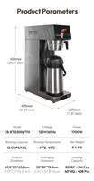 Filtre à café goutte à goutte Remplissage automatique d'eau Machine à café thermique Americano Cafetières commerciales personnalisables