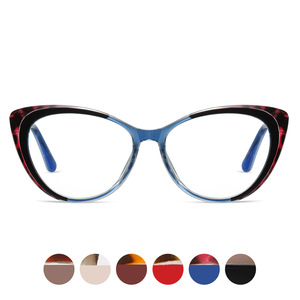 87234 Monturas de Gafas de Ojo de Gato, Montura Completa, Protección Anti Luz Azul, Unisex, Acetato TR90, Diseño con Patrón - Product Image 3