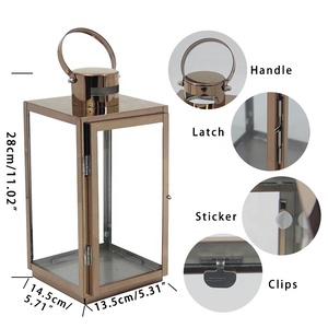 Stile europeo oro rosa portacandele in acciaio inossidabile lampada a sospensione vento in metallo lanterna - Product Image 2