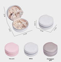 Boîte de rangement compacte pour bijoux avec miroir, double couche, petite boîte de voyage en cuir PU portable pour bague, collier