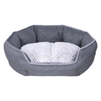 Vente en gros de lits doux et luxueux pour chiens gris, matelas apaisant pour chats et chiens, tapis confortable, lit rond chaud et douillet pour animaux de compagnie
