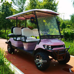 Electric Golf Cart 6 Seater Pink With Roof And Windshield For Resort Use - Product Image 3