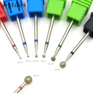 HYTOOS Spherical Diamond Nail Drill Bit 3/32" Rotary Diamond Burr Bits Cuticle Clean Bits Nail Drill Accessories Nail Mills Tool