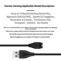 Câble de Recharge USB 1M/3.3FT pour Garmin Fenix 7 7S 7X 6 6S 6X 5 Plus Vivoactive 3 Forerunner 945 935 245 255