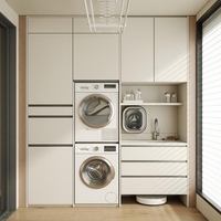 Ensemble d'armoires modernes de haute qualité pour double machine à laver et sèche-linge Meuble de maison écologique pour balcon