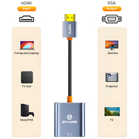 Adaptateur HDMI vers VGA SYONG, convertisseur vidéo 1080P60HZ (mâle vers femelle) pour ordinateur portable, moniteur TV, projecteur, câble de connexion plaqué or