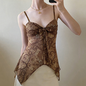 Camisola Peplum de Punto Ecológica para Mujer, con Estampado Floral, Bloques de Color Retro, Malla, Cintura Alta, Control de Abdomen - Product Image 3