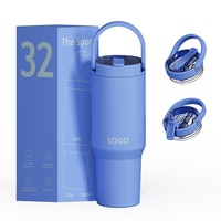 Gobelet isotherme portable 32oz/24oz en acier inoxydable 304 pour voiture, idéal pour les femmes, utilisation en extérieur ou embarquée, maintien de la glace pendant 12-24h