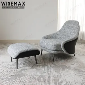 WISEMAX 가구 편안한 안락 의자 레저 부드러운 가죽 의자 라운지 의자 앤지 디자이너 오스만과 싱글 소파 의자