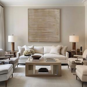 Art mural 3D texturé Wabi-Sabi, peinture à l'huile artisanale sur toile pour la décoration de chambre d'hôtel de luxe - Product Image 4