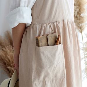 Delantal de algodón puro impermeable estilo coreano con encaje plisado, doble hombro, lavable para mujer, para limpieza del hogar - Product Image 1